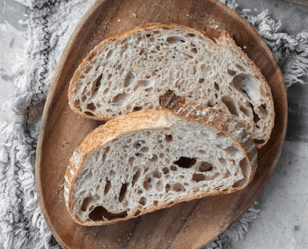 A freshly baked sourdough loaf